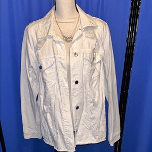 JustFab Classic White Jean Jacket